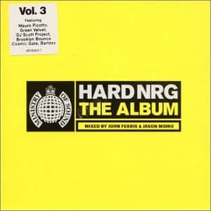 Hard NRG The Album Vol. 3 cover, yellow, mixed by John Ferris and Jason Midro